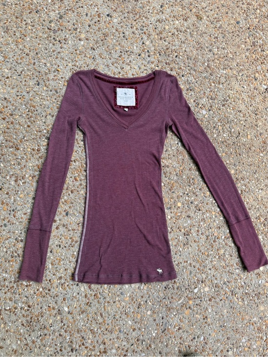 Abercrombie & Fitch Tops - Vtg Y2K Abercrombie & Fitch Burgundy Plum Ribbed Top Size M